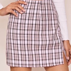 SHEIN slit hem tartan mini skirt